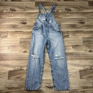 Free People We The Free Ziggy Denim Straight Leg Blue Jean Overalls Size Small